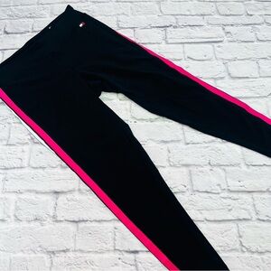 Tommy Hilfiger Sport Womans 1X Black and Pink Athletic Leggings Athleisure